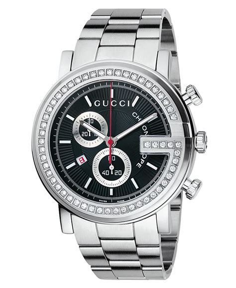 gucci g chrono mens stainless steel bracelet watch|gucci 101m chrono diamonds.